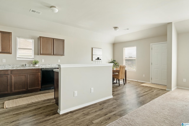 240 Hillcrest Dr, Montevallo, AL 35115 - kitchen with dishwasher, light countertops, and dark wood-style flooring