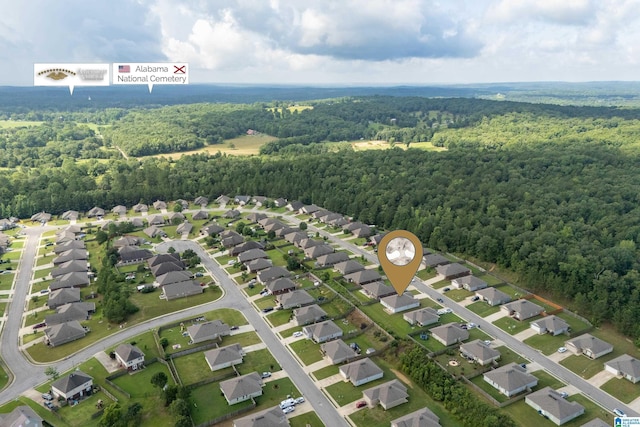 240 Hillcrest Dr, Montevallo, AL 35115 - aerial overview of property's location with a forest and nearby suburban area
