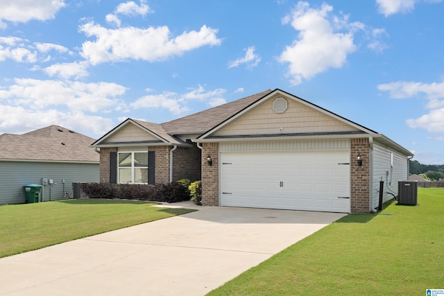 240 Hillcrest Dr, Montevallo, AL 35115 - ranch-style home featuring brick siding, an attached garage, concrete driveway, and a front yard
