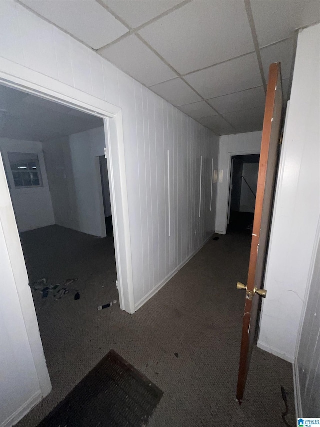 4704 9th Ave, Birmingham, AL 35224 - hallway with carpet floors and a drop ceiling