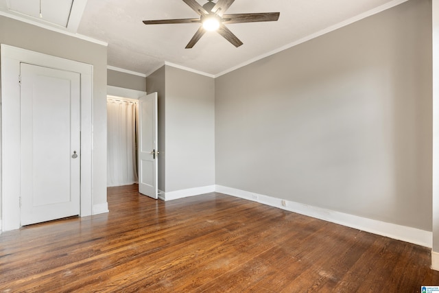 1701 S 16th Ave, Birmingham, AL 35205 - unfurnished bedroom featuring wood finished floors, ornamental molding, and a ceiling fan