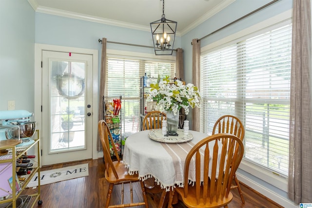 1120 Weybridge Way, Pelham, AL 35124 - dining room featuring a chandelier, wood finished floors, and crown molding
