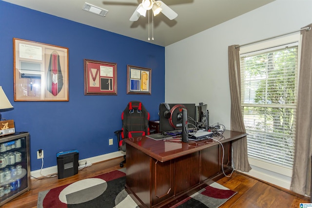 1120 Weybridge Way, Pelham, AL 35124 - office space featuring a ceiling fan and wood finished floors