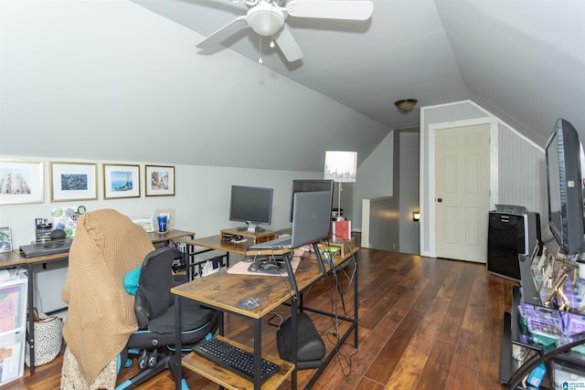 1120 Weybridge Way, Pelham, AL 35124 - office with wood-type flooring, lofted ceiling, and a ceiling fan