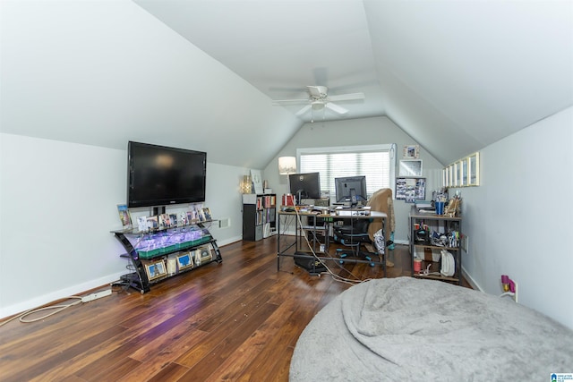 1120 Weybridge Way, Pelham, AL 35124 - office space with wood finished floors, a ceiling fan, and vaulted ceiling
