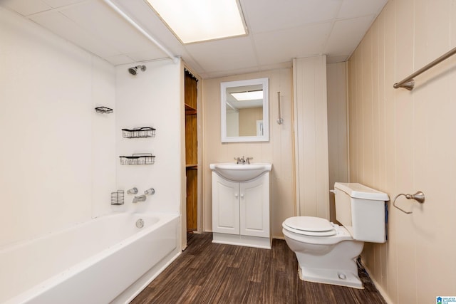 2517 Wright Cir, Birmingham, AL 35235 - full bath with wood finished floors, vanity, a drop ceiling, and shower / tub combination