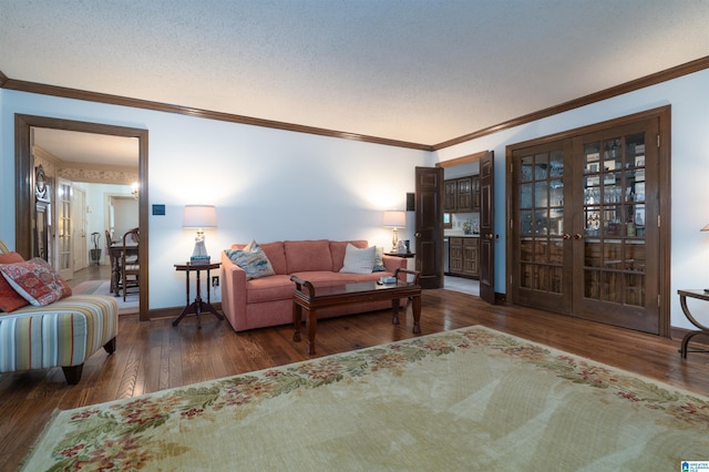 3518 William And Mary Rd, Hoover, AL 35216 - living area featuring ornamental molding, wood finished floors, and french doors