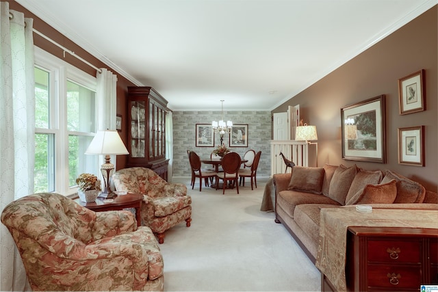2912 Monte Deste Dr, Hoover, AL 35216 - living room featuring a chandelier, carpet flooring, and crown molding