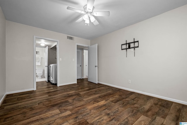 3023 Massey Rd Unit L, Vestavia Hills, AL 35216 - unfurnished bedroom featuring dark wood-style floors, ensuite bath, and ceiling fan