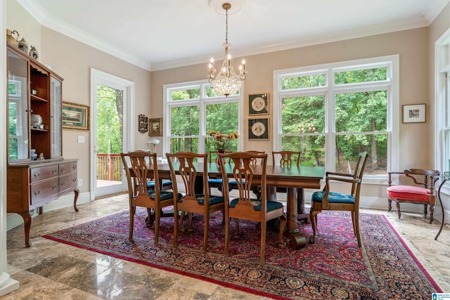 1007 Eagle Hill Dr, Birmingham, AL 35242 - dining area with a chandelier and ornamental molding