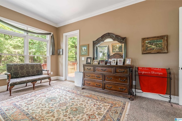 1007 Eagle Hill Dr, Birmingham, AL 35242 - sitting room with light carpet, healthy amount of natural light, and crown molding