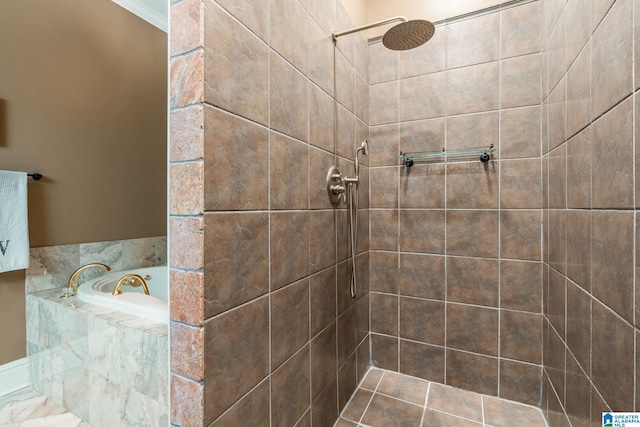 1007 Eagle Hill Dr, Birmingham, AL 35242 - full bath with a garden tub, tiled shower, and crown molding