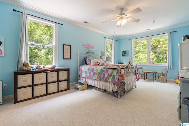 1007 Eagle Hill Dr, Birmingham, AL 35242 - bedroom with carpet floors, crown molding, and ceiling fan