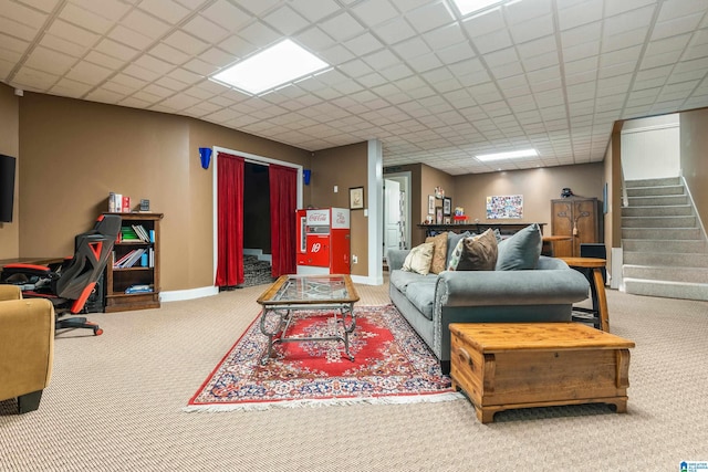 1007 Eagle Hill Dr, Birmingham, AL 35242 - carpeted living area with stairway and baseboards