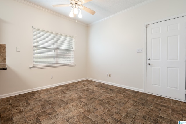 313 Chadwick Pl, Helena, AL 35080 - unfurnished room featuring ceiling fan, ornamental molding, and stone finish flooring
