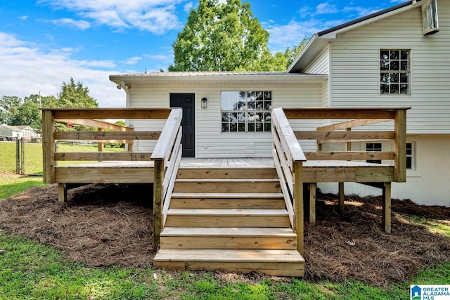8312 Country Cir, Pinson, AL 35126 - entrance to property with a wooden deck