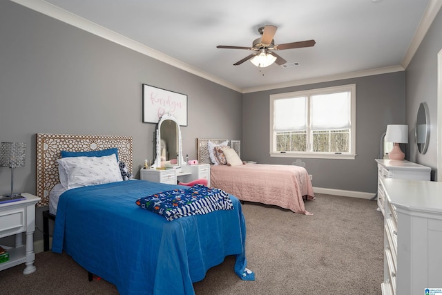 6902 Honor Keith Rd, Trussville, AL 35173 - bedroom featuring carpet flooring, ornamental molding, and ceiling fan
