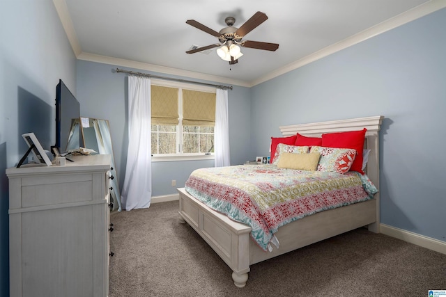 6902 Honor Keith Rd, Trussville, AL 35173 - carpeted bedroom with ornamental molding and a ceiling fan