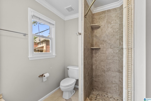5521 Magnolia Trce, Hoover, AL 35244 - full bathroom with crown molding, a stall shower, and tile patterned floors