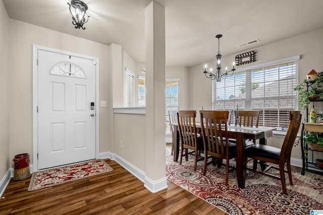 143 Hidden Trace Ct, Montevallo, AL 35115 - foyer featuring wood finished floors and a chandelier