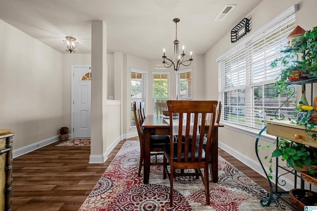 143 Hidden Trace Ct, Montevallo, AL 35115 - dining area with a chandelier and dark wood-style floors