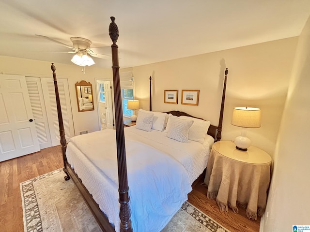 2713 Altadena Lake Rd, Birmingham, AL 35243 - bedroom with wood finished floors, a ceiling fan, and a closet