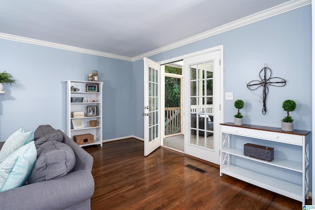 3624 Robin Cir, Birmingham, AL 35242 - living area with french doors, crown molding, and wood finished floors