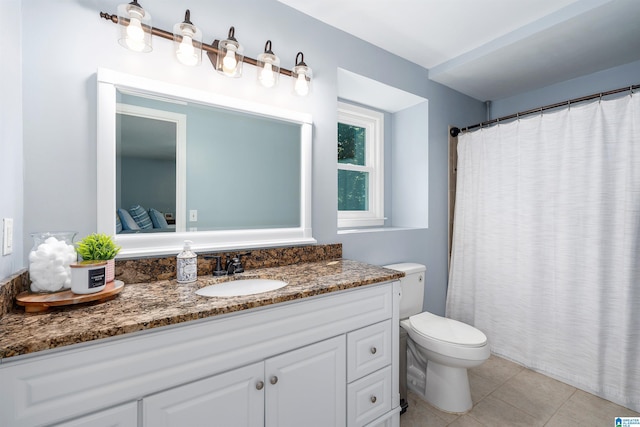 3624 Robin Cir, Birmingham, AL 35242 - full bath with vanity, tile patterned floors, and a shower with shower curtain