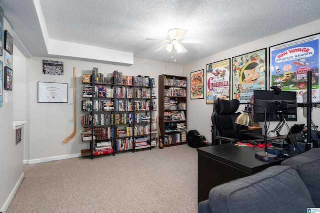 3624 Robin Cir, Birmingham, AL 35242 - office with a ceiling fan, carpet, and a textured ceiling