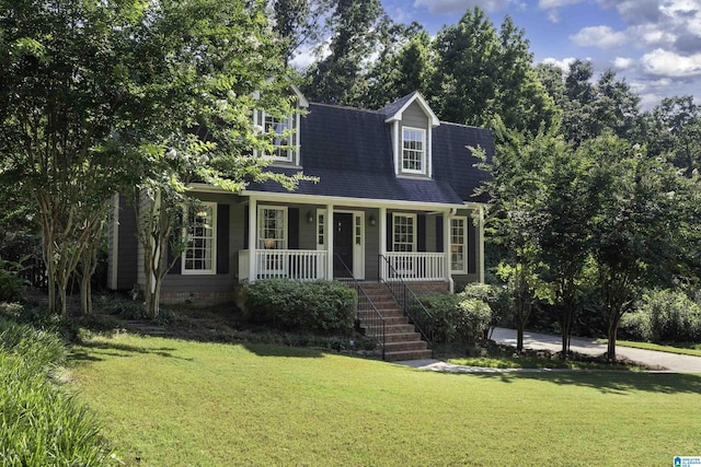 3624 Robin Cir, Birmingham, AL 35242 - new england style home with covered porch, a front yard, stairs, and roof with shingles