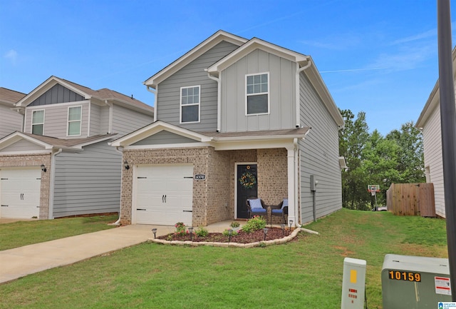 6370 Rainbow Row, Pell City, AL 35128 - view of front of house featuring board and batten siding, driveway, a garage, and brick siding