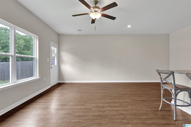 6370 Rainbow Row, Pell City, AL 35128 - unfurnished dining area featuring a ceiling fan, wood finished floors, and recessed lighting