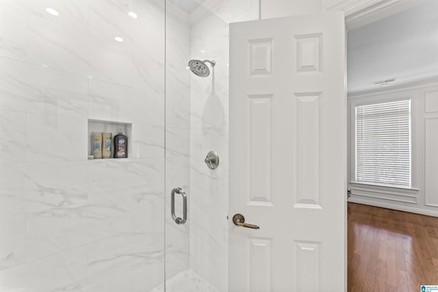 5615 Canongate Ln, Hoover, AL 35242 - full bath featuring a marble finish shower and wood-type flooring