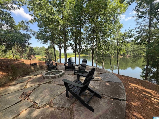 5615 Canongate Ln, Hoover, AL 35242 - view of patio with a fire pit and a water view