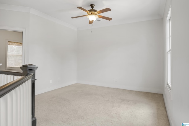 3688 Miller Hill Way, Vestavia Hills, AL 35243 - spare room featuring ceiling fan, carpet floors, and ornamental molding