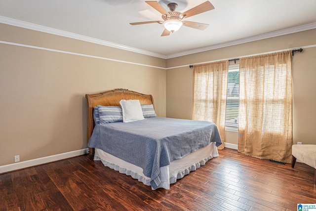 1813 Southpointe Cir, Hoover, AL 35244 - bedroom with crown molding, wood finished floors, and ceiling fan