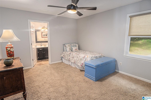 1813 Southpointe Cir, Hoover, AL 35244 - bedroom with light carpet, ensuite bath, and ceiling fan