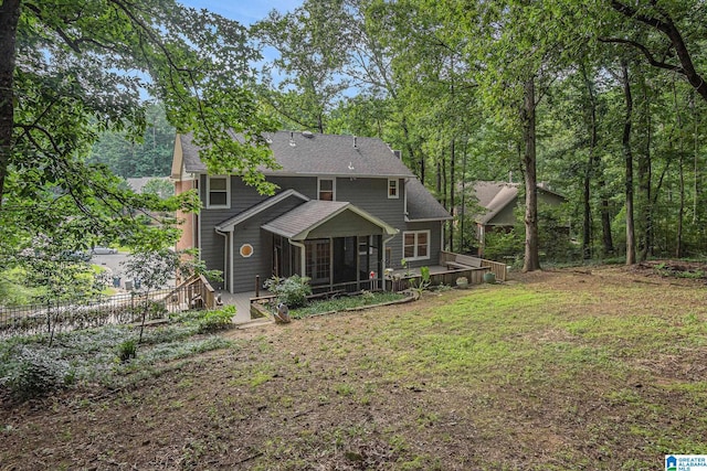 1813 Southpointe Cir, Hoover, AL 35244 - back of property with a wooden deck and a lawn