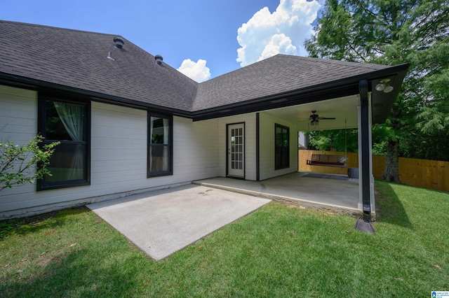 5904 Russet Meadows Way, Helena, AL 35244 - rear view of house with roof with shingles, a patio area, and a ceiling fan