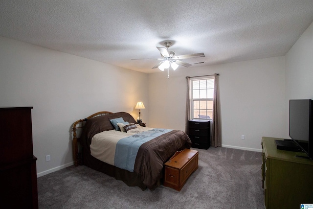 1822 Oakleaf Ln, Center Point, AL 35215 - bedroom with carpet, a ceiling fan, and a textured ceiling