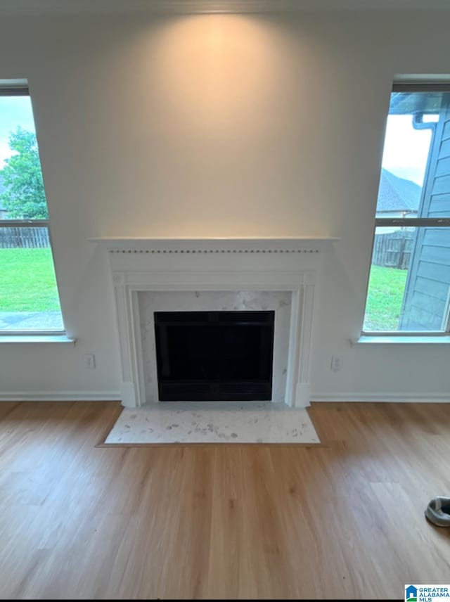 2312 Dunbar Cir, Moody, AL 35004 - detailed view of a high end fireplace and wood finished floors