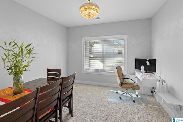 2024 Adams Ridge Dr, Chelsea, AL 35043 - carpeted office featuring a chandelier