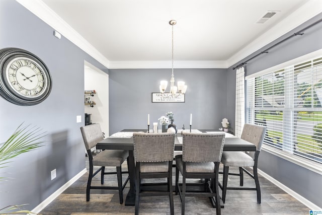 189 Ridgeline Dr, Chelsea, AL 35043 - dining area with wood finished floors, ornamental molding, and a chandelier