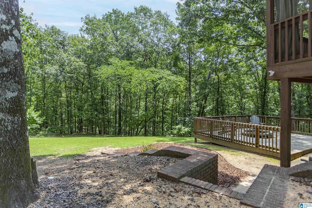 273 Forest Pkwy, Alabaster, AL 35007 - view of green lawn with a deck and a wooded view