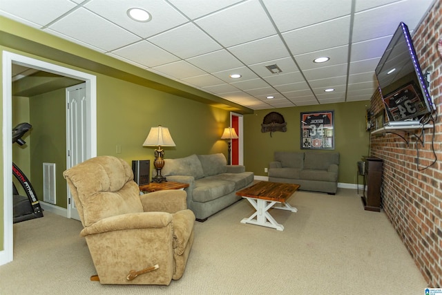 273 Forest Pkwy, Alabaster, AL 35007 - living room featuring carpet, recessed lighting, and a drop ceiling