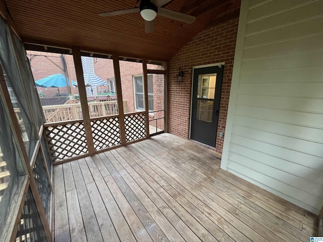3041 Old Stone Dr, Birmingham, AL 35242 - unfurnished sunroom with ceiling fan and vaulted ceiling