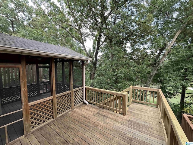 3041 Old Stone Dr, Birmingham, AL 35242 - wooden terrace featuring a sunroom and view of scattered trees