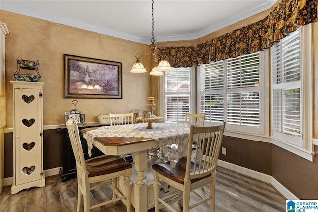 315 Roundabout Dr, Trussville, AL 35173 - dining space featuring dark wood-type flooring and crown molding