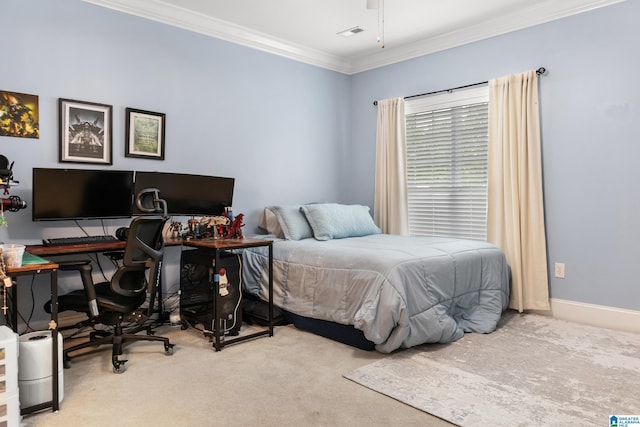 3037 Twelve Stones Rd SE, Owens Cross Roads, AL 35763 - carpeted bedroom with crown molding and an office area