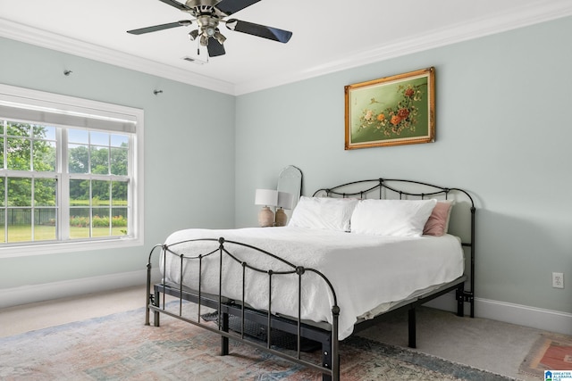 3037 Twelve Stones Rd SE, Owens Cross Roads, AL 35763 - carpeted bedroom featuring ornamental molding and ceiling fan